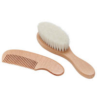 OTROŠKI GLAVNIK IN KRTAČA - barve bukve, Natur, les/krzno - Avelia