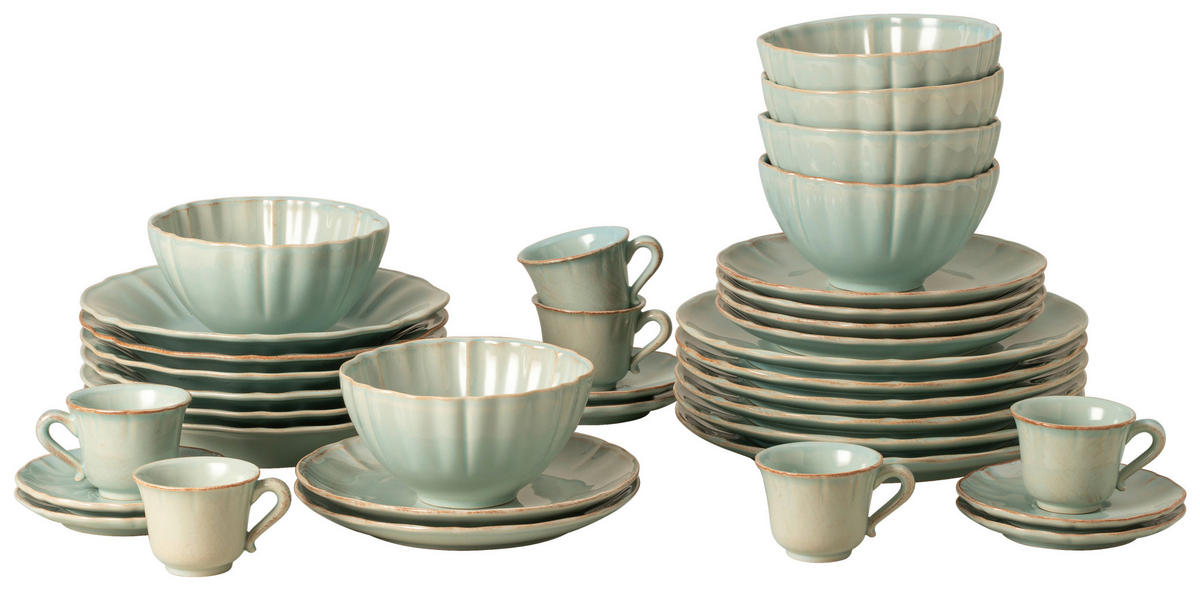 KOMBISERVICE Türkis ALENTEJO 30-teilig 6 Personen  - Türkis, Basics, Keramik - Costa Nova