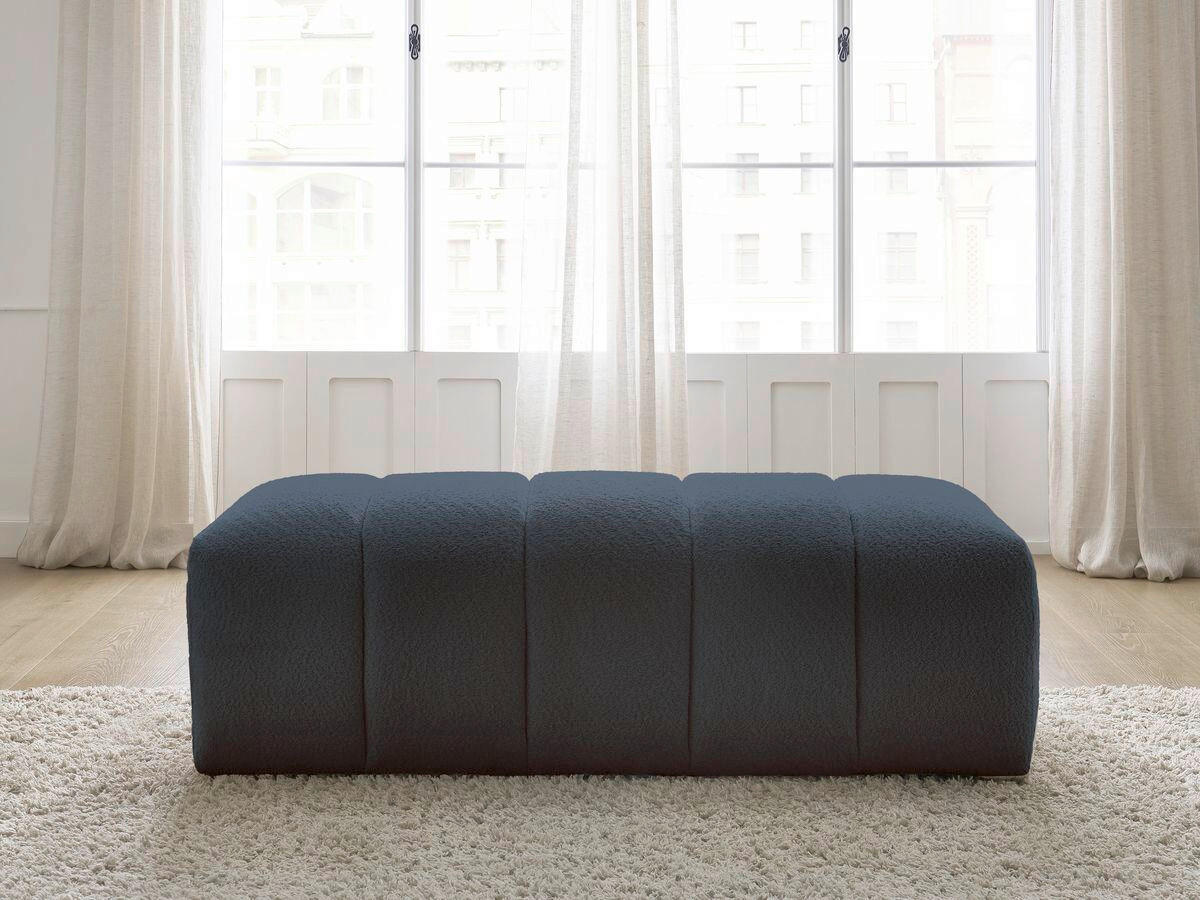 HOCKER ANNECY Bouclé Dunkelblau  - Schwarz/Dunkelblau, MODERN, Kunststoff/Textil (146/45/68cm)