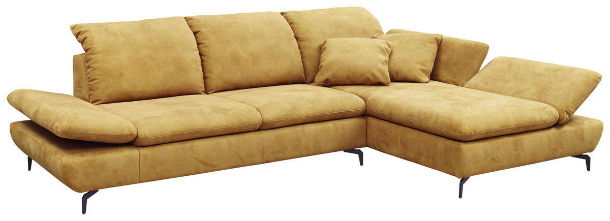 ECKSOFA in Flachgewebe Currygelb  - Currygelb/Schwarz, Design, Textil/Metall (315/200cm) - Chilliano