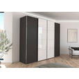 SCHWEBETÜRENSCHRANK 271/235/68 cm 4-türig Graphitfarben, Weiß  - Chromfarben/Graphitfarben, KONVENTIONELL, Glas/Holzwerkstoff (271/235/68cm) - Novel