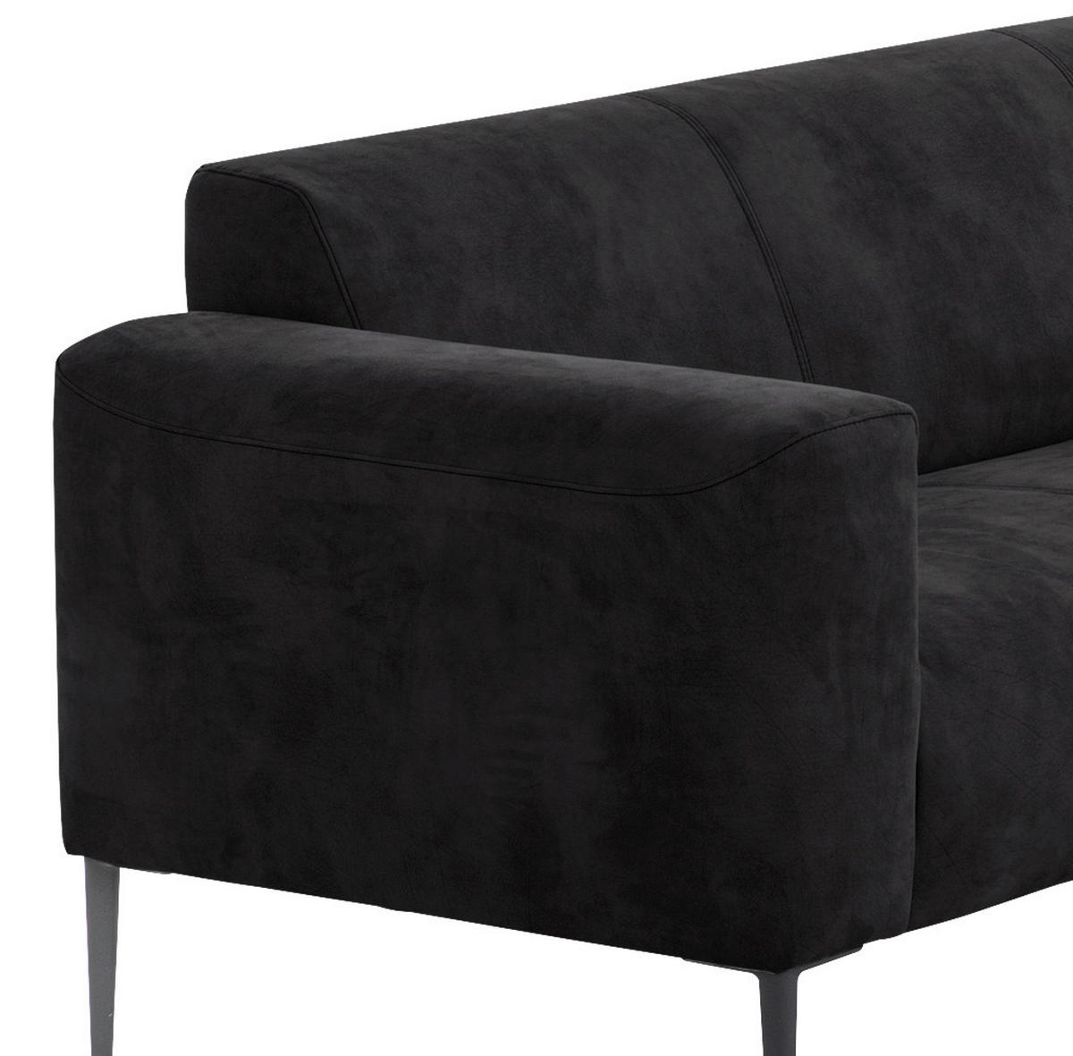 ECKSOFA Nobility Schwarz Mikrofaser  - Schwarz, MODERN, Textil/Metall (265/215cm) - W.Schillig