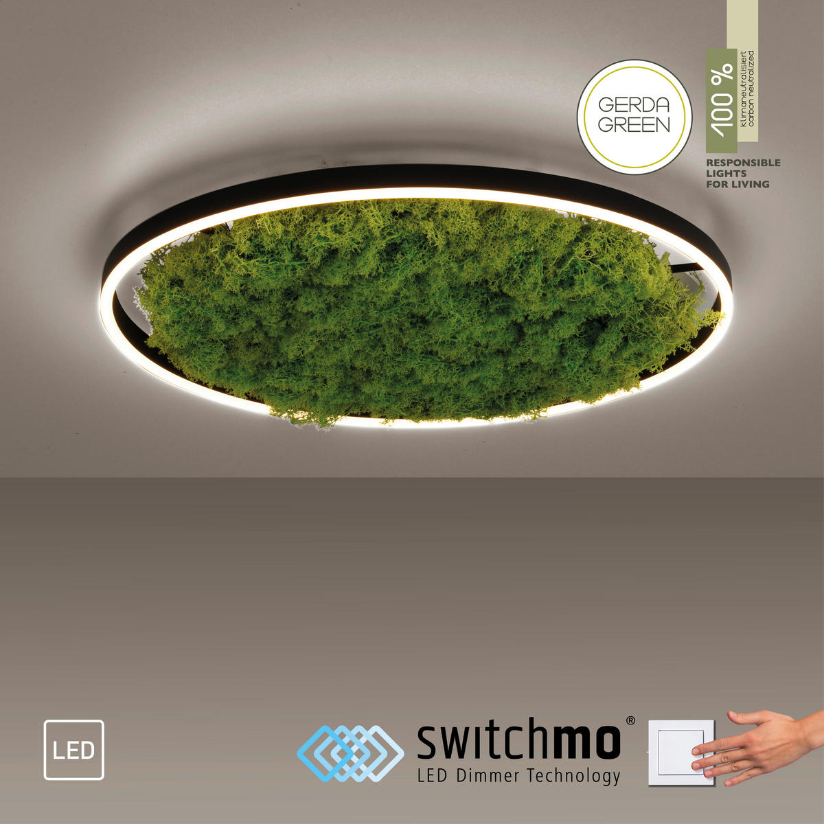 WANDLEUCHTE Ritus 58,5/58,5/5,3 cm   - Natur, Naturmaterialien/Kunststoff (58,5/58,5/5,3cm)