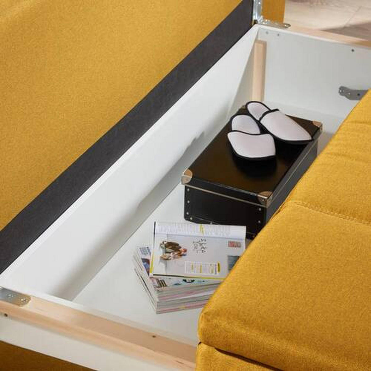 BOXSPRING SOFA žuta  - boja hroma/žuta, Dizajnerski, tekstil/metal (200/93/107cm) - Novel