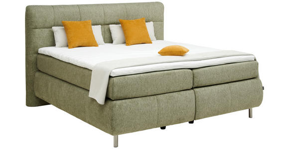 BOXSPRINGBETT 180/200 cm  in Grün  - Alufarben/Grün, KONVENTIONELL, Textil/Metall (180/200cm) - Dieter Knoll
