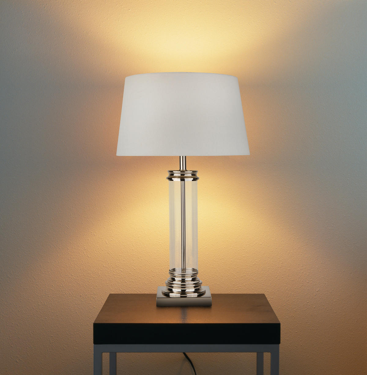 NAMIZNA SVETILKA  Pedestal      37/62 cm       - srebrne barve/bela, Konvencionalno, kovina/steklo (37/62cm)