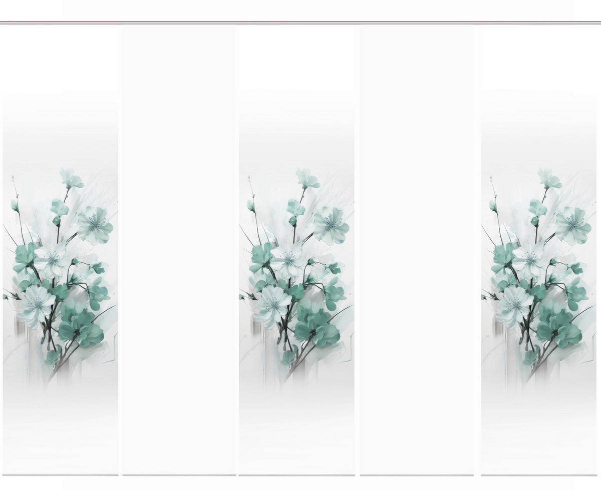 FLÄCHENVORHANG in Weiß, Mintgrün blickdicht  - Weiß/Mintgrün, Natur, Textil (60/245cm)