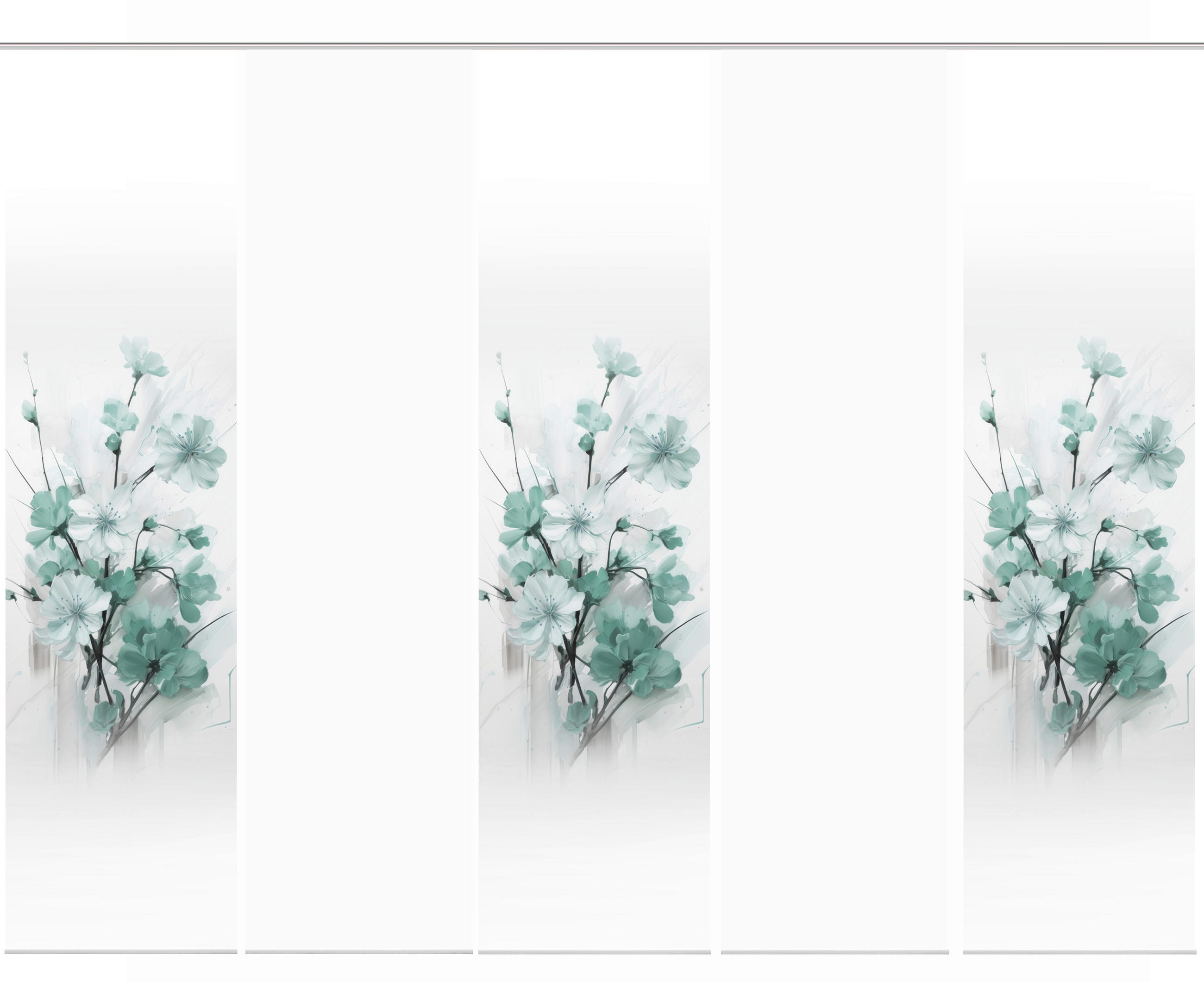 XXXLutz Flächenvorhang Lotus Weiß, Mintgrün 60x245 cm