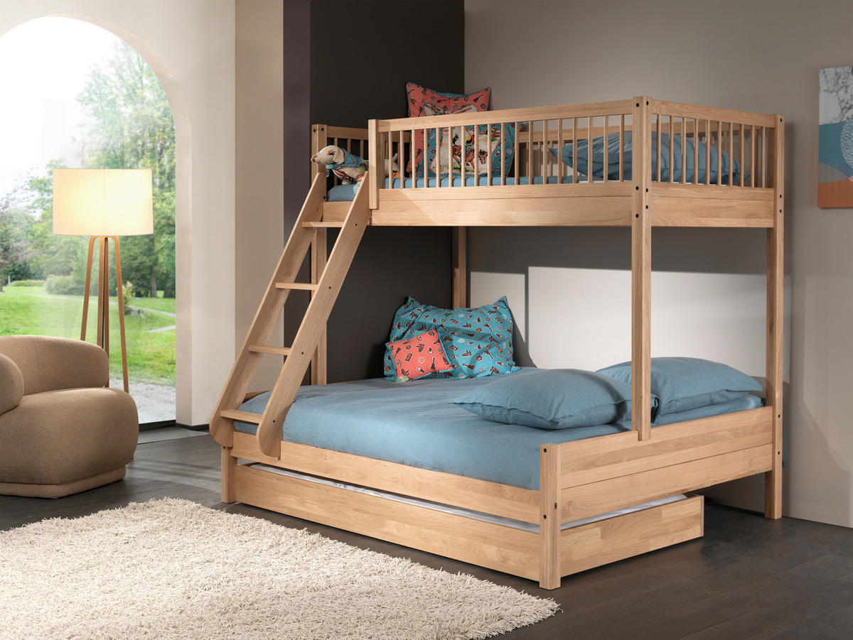 ETAGENBETT - Eichefarben/Naturfarben, MODERN, Holz (90/140/200cm) - Vipack