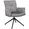 ARMLEHNSTUHL  Sitzfläche 360° drehbar, inklusive Armlehnen, automatische Rückholfunktion Webstoff  - Schwarz/Weiß, Design, Textil/Metall (65/91/65cm) - Novel