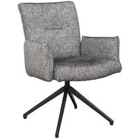 ARMLEHNSTUHL  Sitzfläche 360° drehbar, inklusive Armlehnen, automatische Rückholfunktion Webstoff  - Schwarz/Weiß, Design, Textil/Metall (65/91/65cm) - Novel
