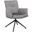 ARMLEHNSTUHL  Sitzfläche 360° drehbar, inklusive Armlehnen, automatische Rückholfunktion Webstoff  - Schwarz/Weiß, Design, Textil/Metall (65/91/65cm) - Novel