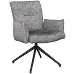 ARMLEHNSTUHL  Sitzfläche 360° drehbar, inklusive Armlehnen, automatische Rückholfunktion Webstoff  - Schwarz/Weiß, Design, Textil/Metall (65/91/65cm) - Novel