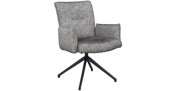 ARMLEHNSTUHL  Sitzfläche 360° drehbar, inklusive Armlehnen, automatische Rückholfunktion Webstoff  - Schwarz/Weiß, Design, Textil/Metall (65/91/65cm) - Novel