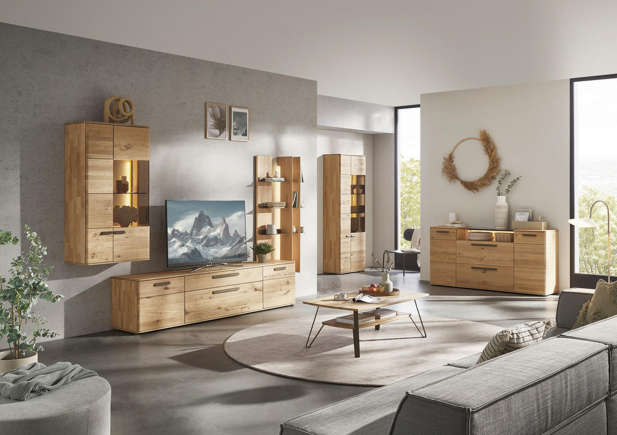 HÄNGEVITRINE in Wildeiche   - Wildeiche/Bronzefarben, Natur, Glas/Holz (76,9/137,8/37,1cm) - Valnatura