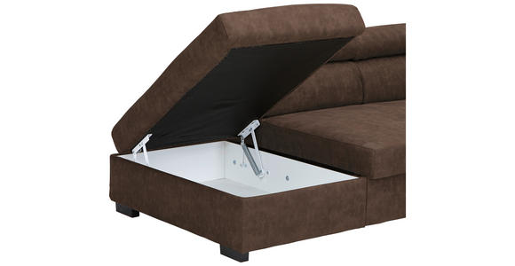 ECKSOFA Dunkelbraun Lederlook  - Dunkelbraun/Schwarz, Design, Kunststoff/Textil (230/263cm) - Hom`in