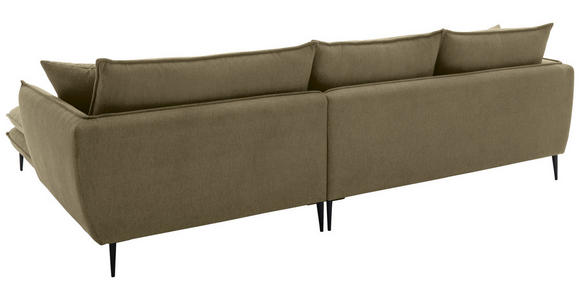 ECKSOFA  in Webstoff Grün  304/196 cm  - Schwarz/Grün, KONVENTIONELL, Textil/Metall (304/196cm) - Hom`in