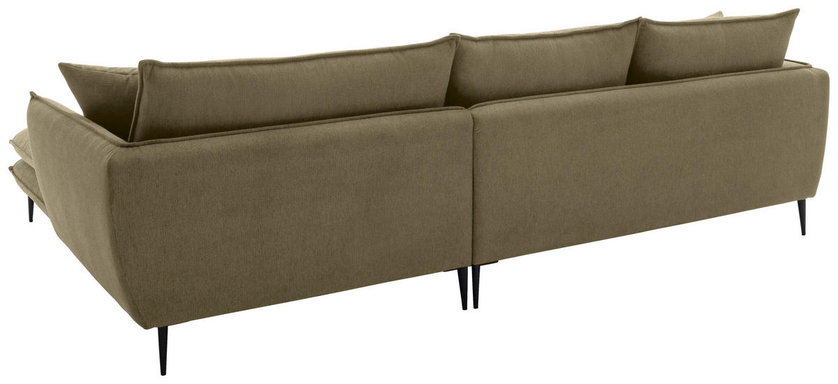 ECKSOFA Grün Webstoff  - Schwarz/Grün, KONVENTIONELL, Textil/Metall (304/196cm) - Hom`in