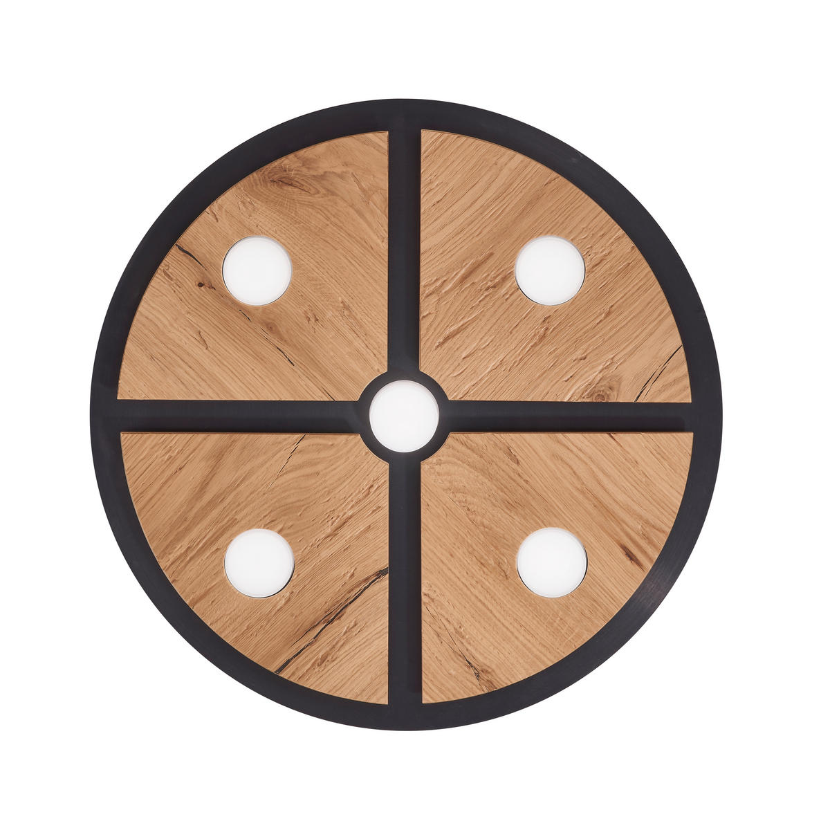 LED-DECKENLEUCHTE Rota 60/6,5 cm  - Eichefarben/Schwarz, Design, Holz/Metall (60/6,5cm) - Grossmann