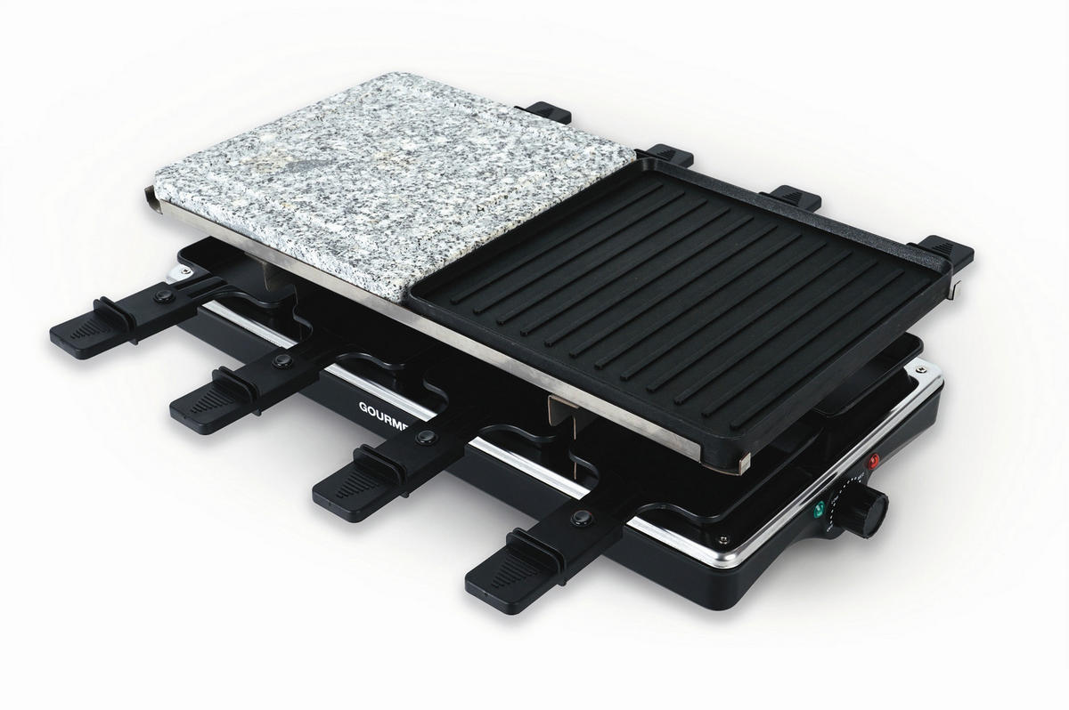 RACLETTE-GRILL GOURMETmaxx  - Silberfarben/Schwarz, Basics, Kunststoff/Stein (42/23/13cm) - GOURMETMAXX