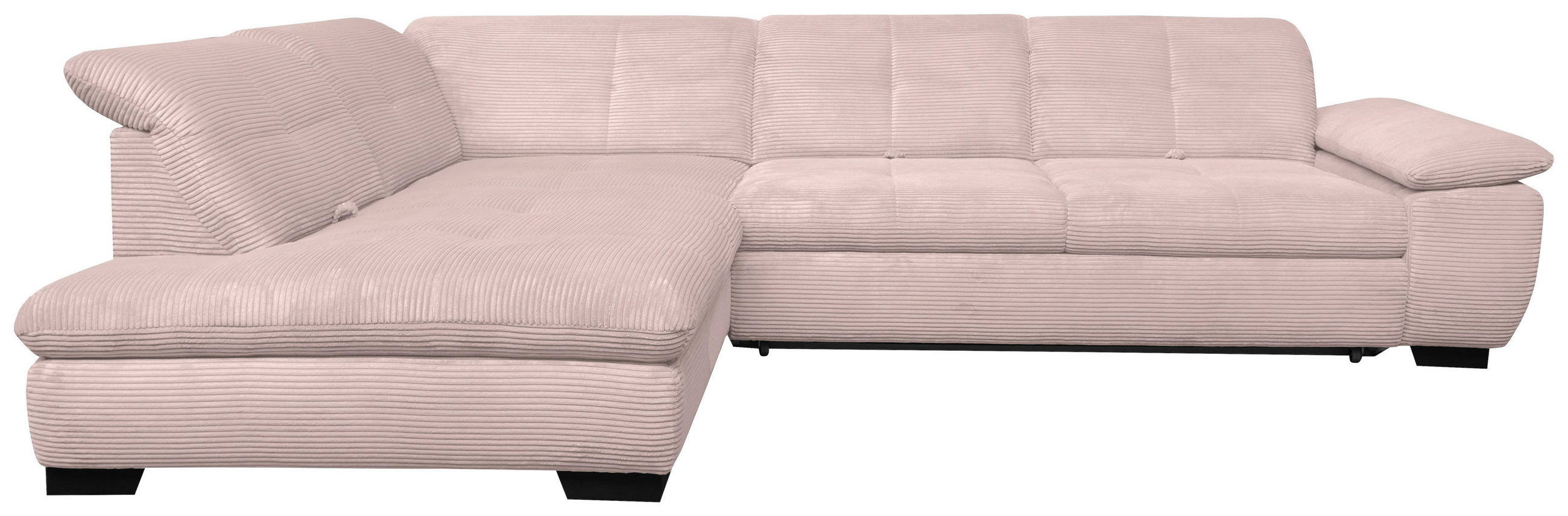 ECKSOFA in Cord Hellrosa  - Hellrosa/Schwarz, Design, Textil/Metall (242/313cm) - Xora