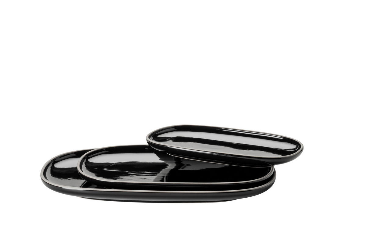 SERVIERPLATTEN-SET  - Schwarz, Basics, Keramik - Mäser
