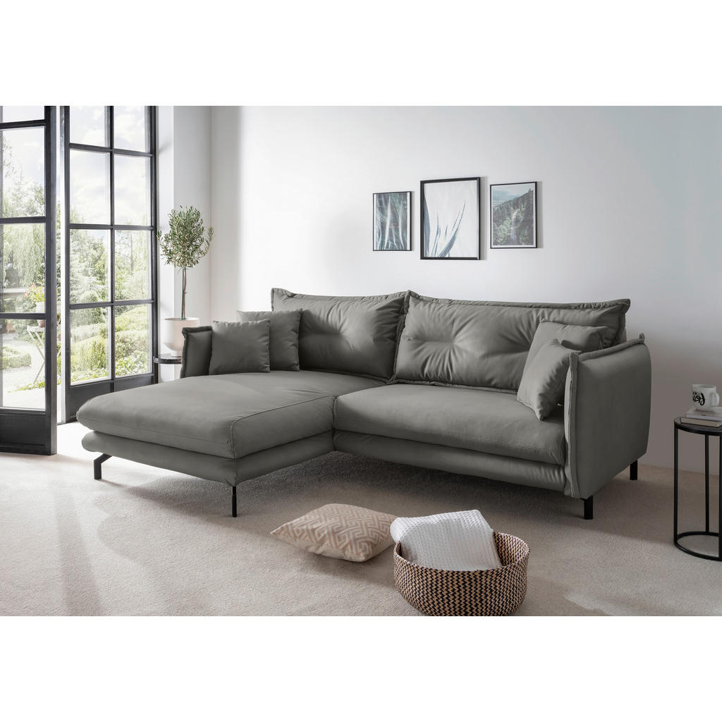 Thumbnail - Livetastic Ecksofa, Grau, Textil, 4-Sitzer, Füllung: Schaumstoff, L-Form, Ottomane links, 255x180 cm, Made in Europe, Rü...