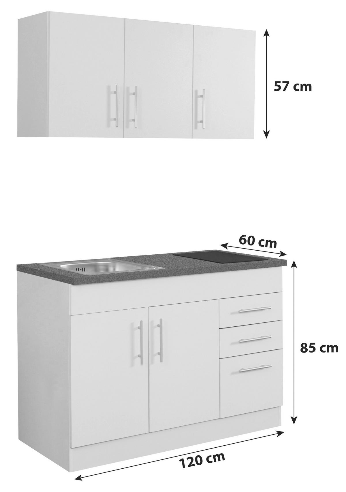 MINIKÜCHE TORONTO 120 cm  in Weiß  - Chromfarben/Graphitfarben, MODERN, Holzwerkstoff/Metall (120cm) - Held