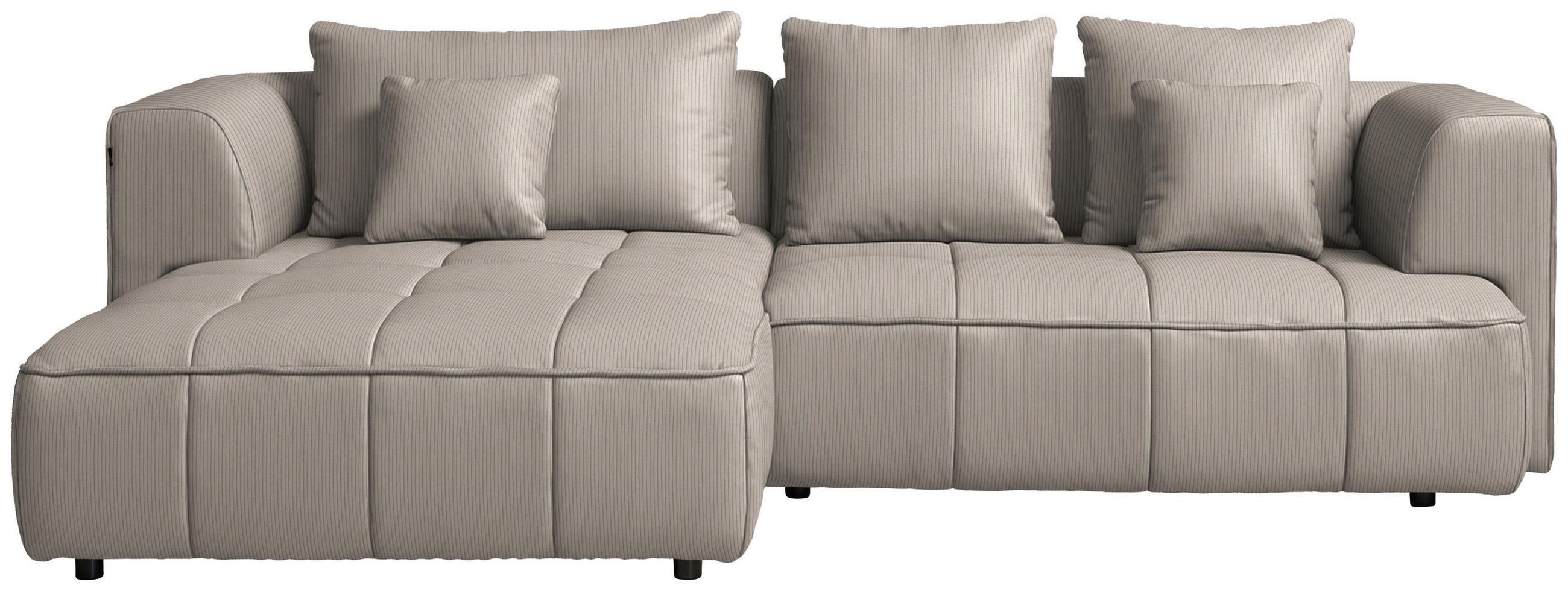 ECKSOFA Feincord Taupe  - Taupe/Schwarz, Design, Kunststoff/Textil (188/288cm) - Welnova