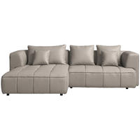 ECKSOFA Feincord Taupe  - Taupe/Schwarz, Design, Kunststoff/Textil (188/288cm) - Welnova