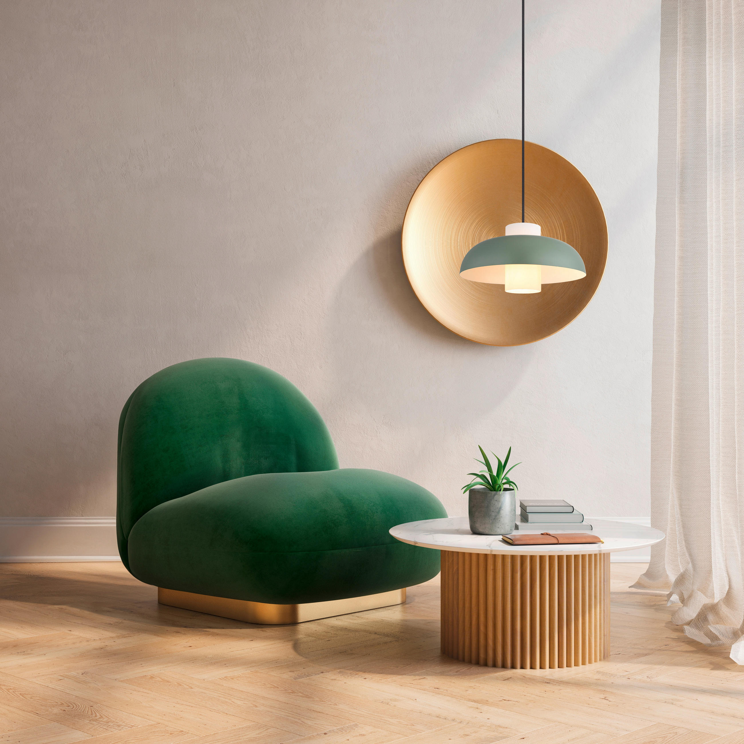 HÄNGELEUCHTE 38/120 cm    - Weiss/Grün, Trend, Glas/Textil (38/120cm) - Globo