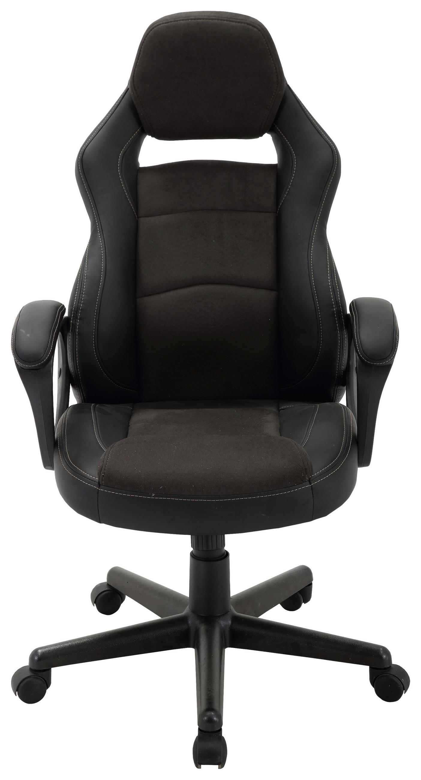 GAMINGSTUHL in Lederlook, Mikrofaser Schwarz, Dunkelgrau - Dunkelgrau/Hellgrau, Design, Kunststoff/Textil (62/109-119/68cm) - MID.YOU