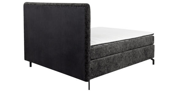 BOXSPRINGBETT 160/200 cm,  in Anthrazit, Topper, H2 + H3 = mittel + fest  - Anthrazit/Schwarz, Design, Textil/Metall (160/200cm) - Esposa