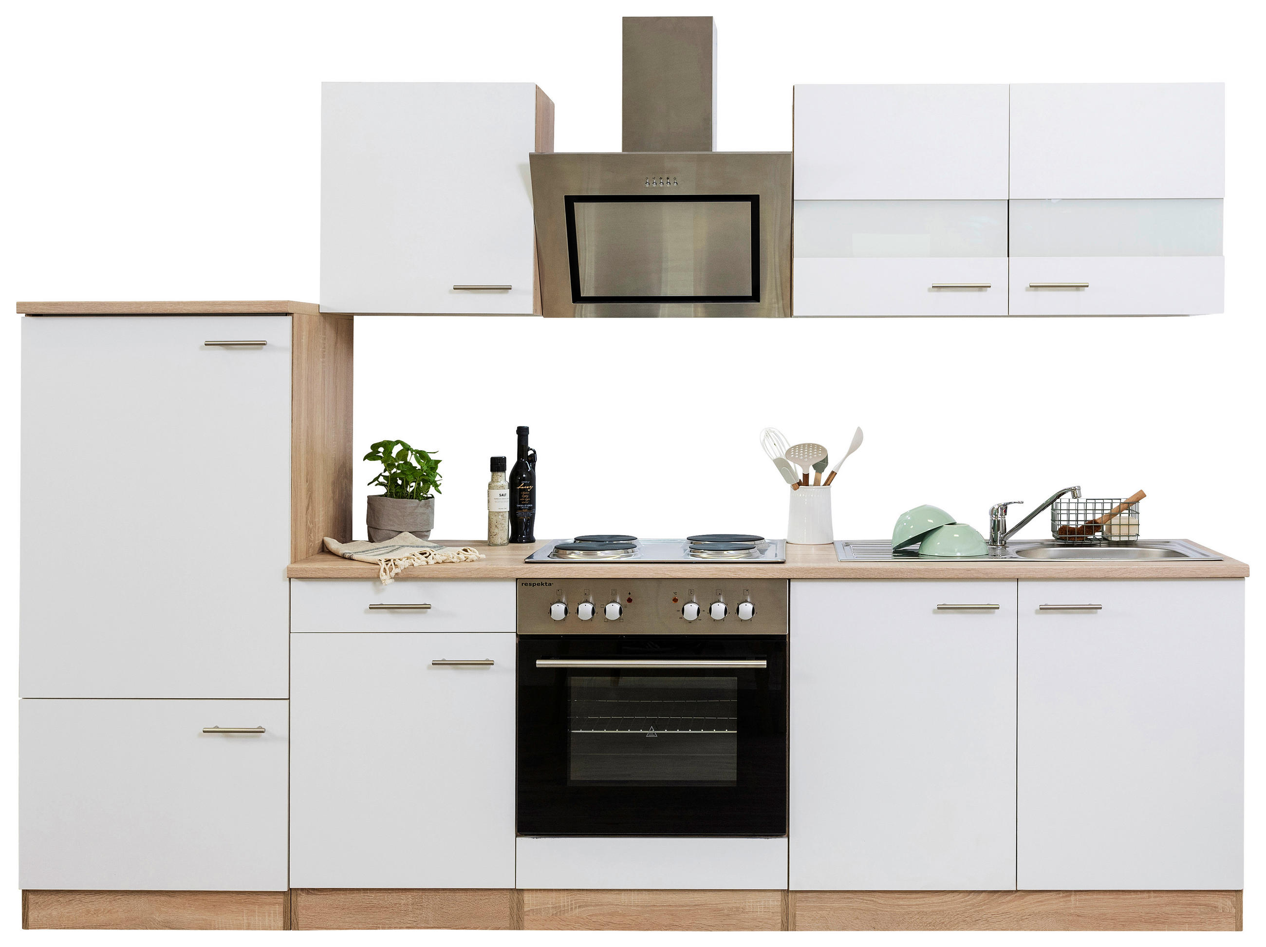 MODULKÖK 270 cm   i vit  - stålfärgad/vit, Basics, metall/trämaterial (270cm) - Respekta