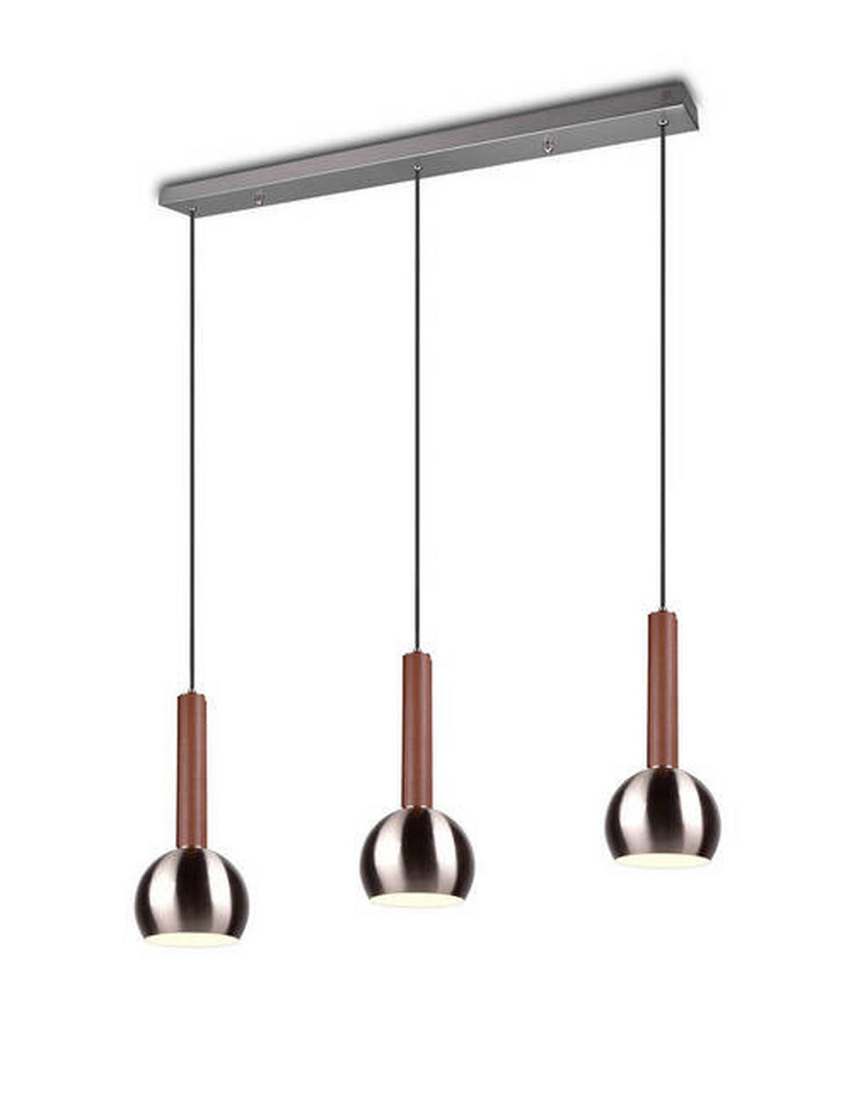 HÄNGELEUCHTE Ciliana 100/20/200 cm  - Braun/Nickelfarben, Design, Leder/Metall (100/20/200cm) - Trio Leuchten