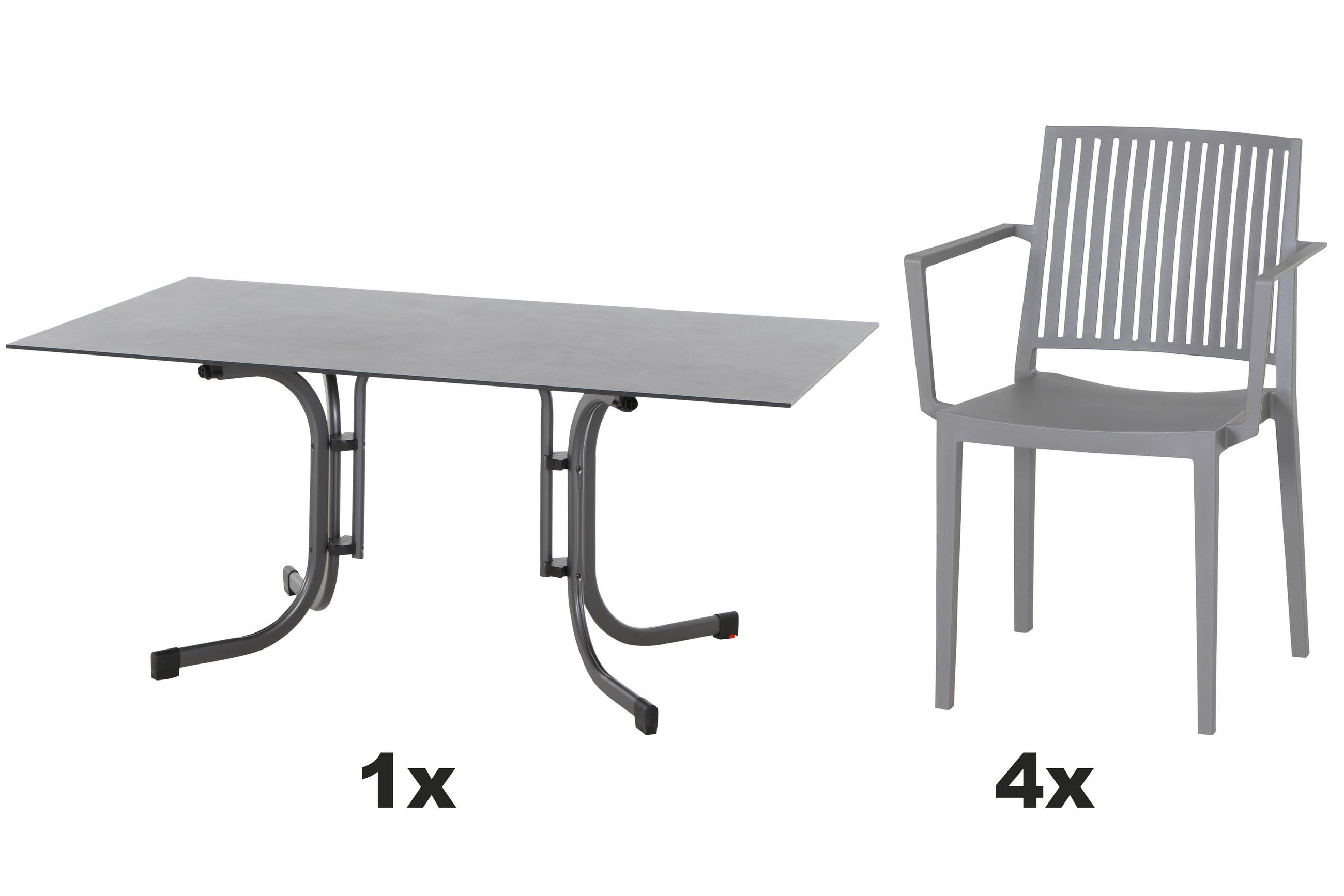 GARTENGARNITUR 5-teilig  - Anthrazit/Grau, Basics, Holzwerkstoff/Kunststoff (90/80/160cm) - Siena Garden