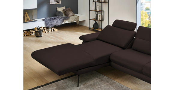 ECKSOFA in Echtleder Braun 180/310 cm - Schwarz/Braun, Design, Leder/Metall (180/310cm) - Dieter Knoll