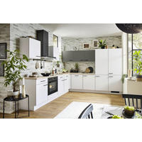 ECKKÜCHE 275/315 cm  Graphitfarben, Eichefarben, Hellgrau  - Eichefarben/Hellgrau, Basics, Holzwerkstoff/Metall (275/315cm) - Venda