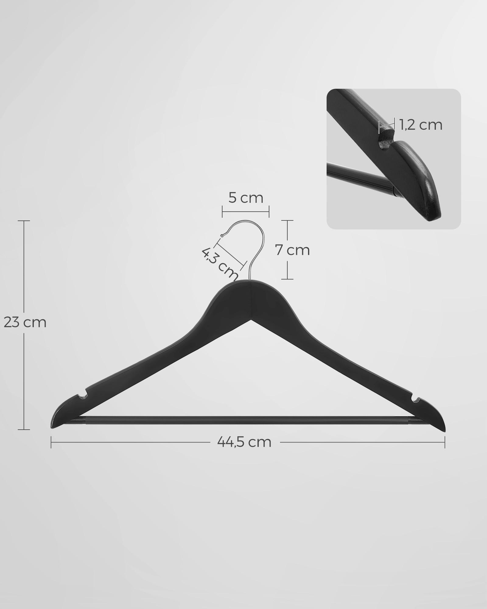 Thumbnail - Kleiderbügelset, Schwarz, Holz, Metall, Ahorn, 44.5 cm, Haken drehbar, rutschfest, Garderobe, Kleiderbügel