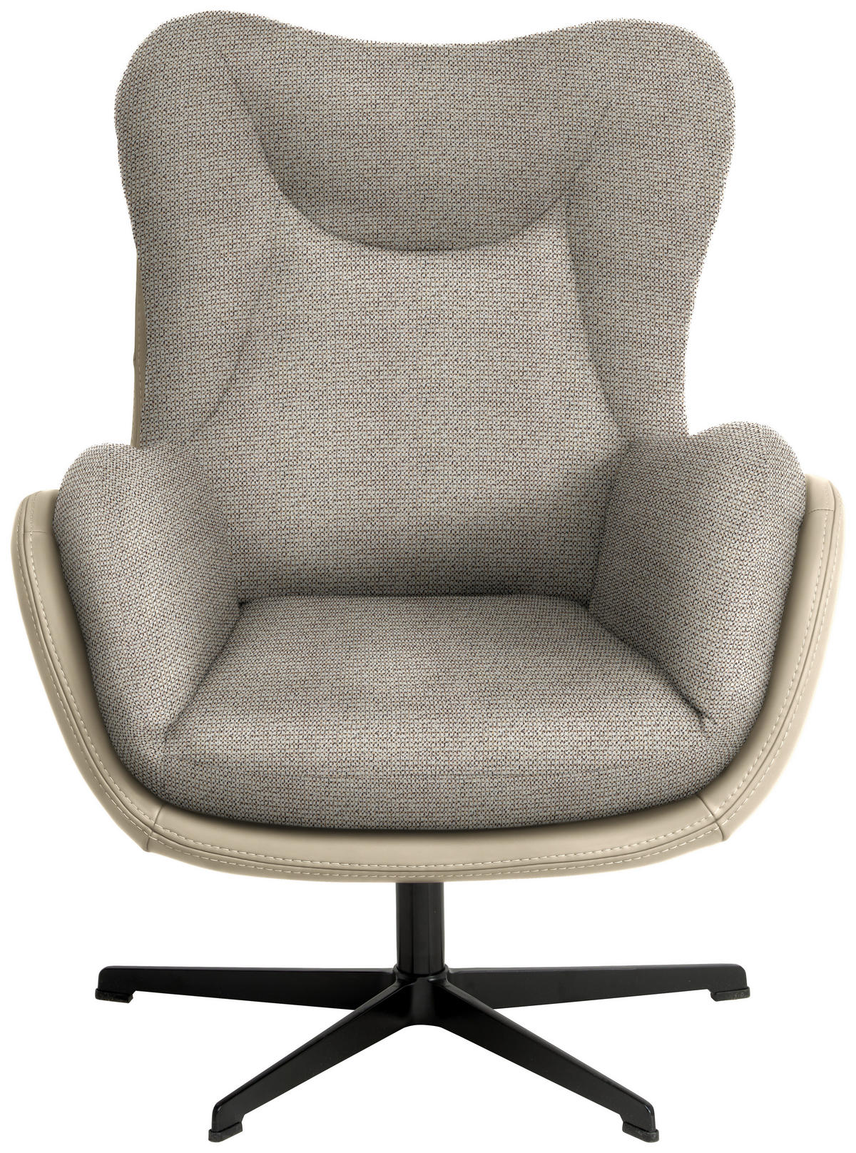 SESSEL in Chenille, Struktur Echtleder Beige  - Beige/Schwarz, Design, Leder/Textil (80/97/89cm) - Schöner Wohnen