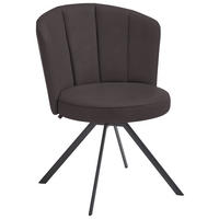 STUHL  in Stahl Mikrofaser Metall, Textil  - Anthrazit/Mokka, Design, Textil/Metall (62/83/64cm) - Venjakob