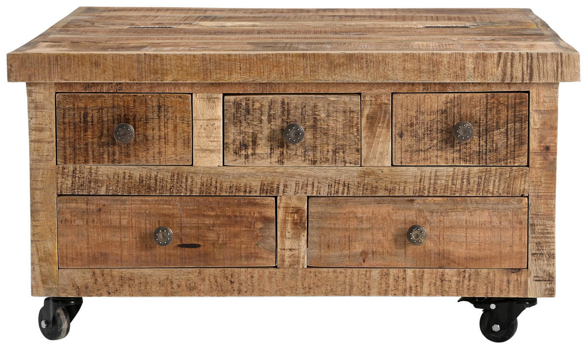 COUCHTISCH Mangoholz massiv 75/75/40 cm quadratisch Naturfarben  - Schwarz/Naturfarben, Design, Holz/Metall (75/75/40cm) - Carryhome