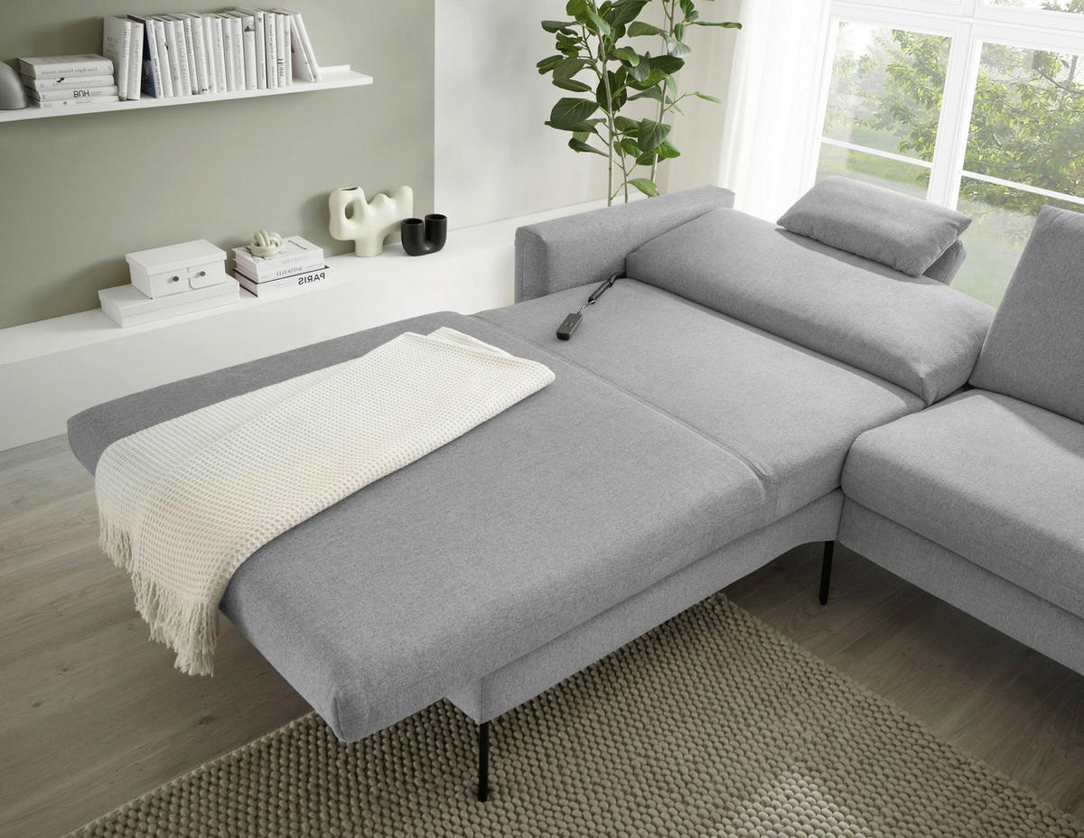 ECKSOFA Grau Flachgewebe  - Schwarz/Grau, Design, Textil/Metall (187/270cm) - Musterring