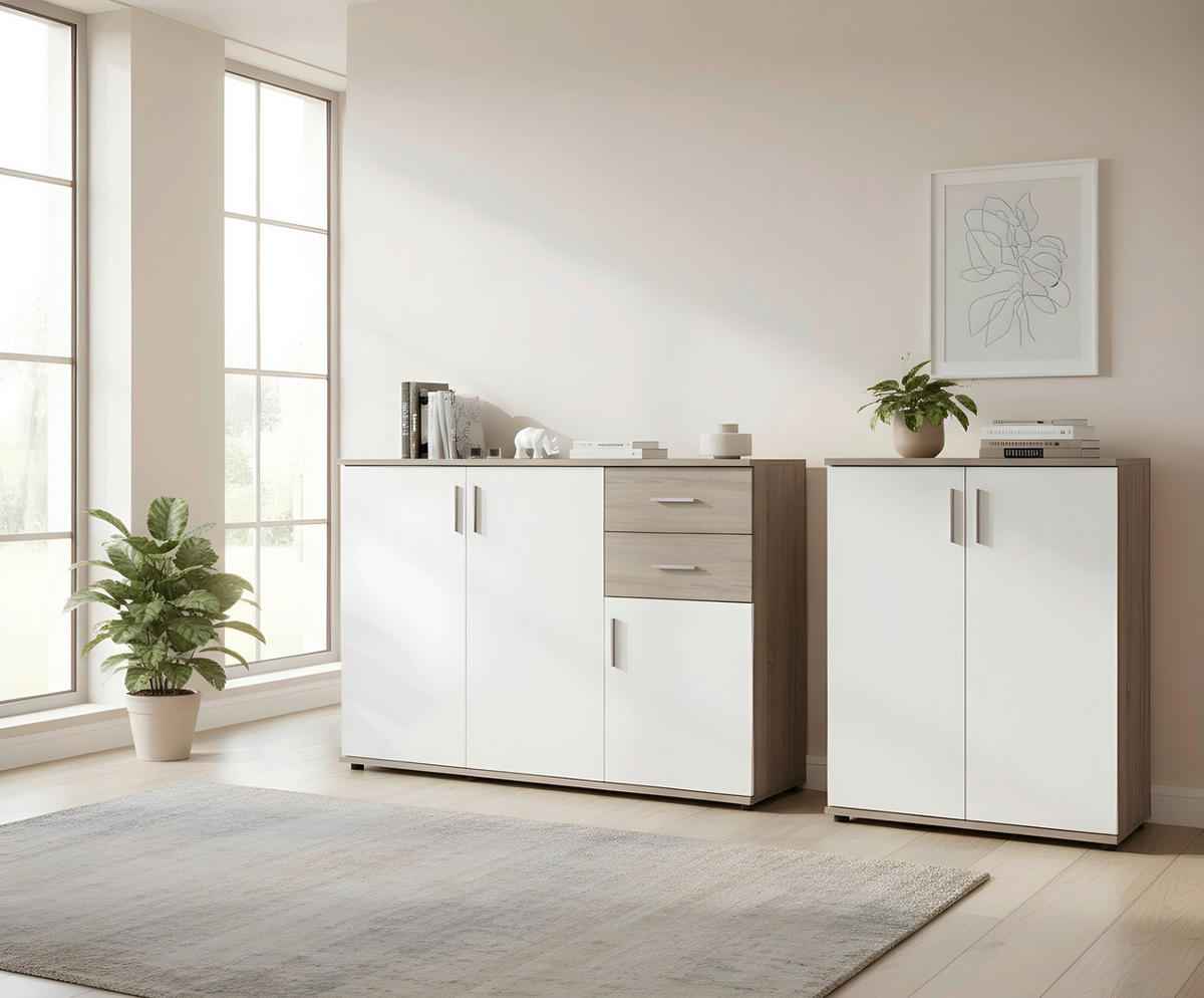 KOMÓD 120/82/35 cm  - ezüstszínű/sötét tölgy, Konventionell, műanyag/faalapú anyag (120/82/35cm) - Xora