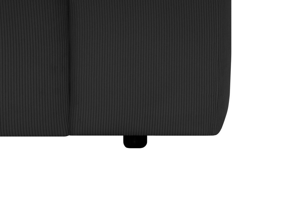 ECKSOFA HANNAH Schwarz Cord  - Schwarz, Design, Kunststoff/Textil (200/304cm) - MID.YOU