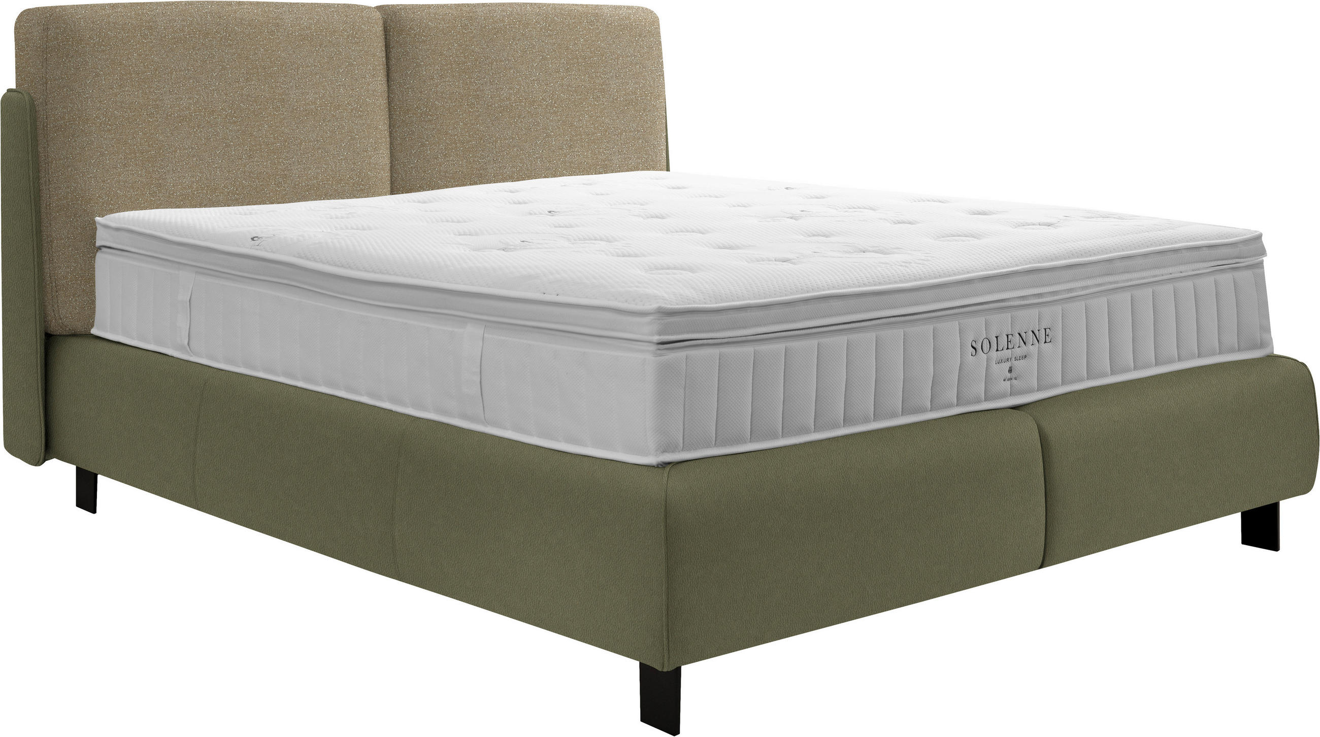 BOXSPRINGBETT 160/200 cm  in Beige, Olivgrün  - Beige/Schwarz, Design, Textil/Metall (160/200cm) - Johann Jakob