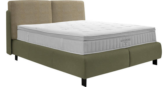 BOXSPRINGBETT 180/200 cm  in Beige, Olivgrün  - Beige/Schwarz, Design, Textil/Metall (180/200cm) - Johann Jakob