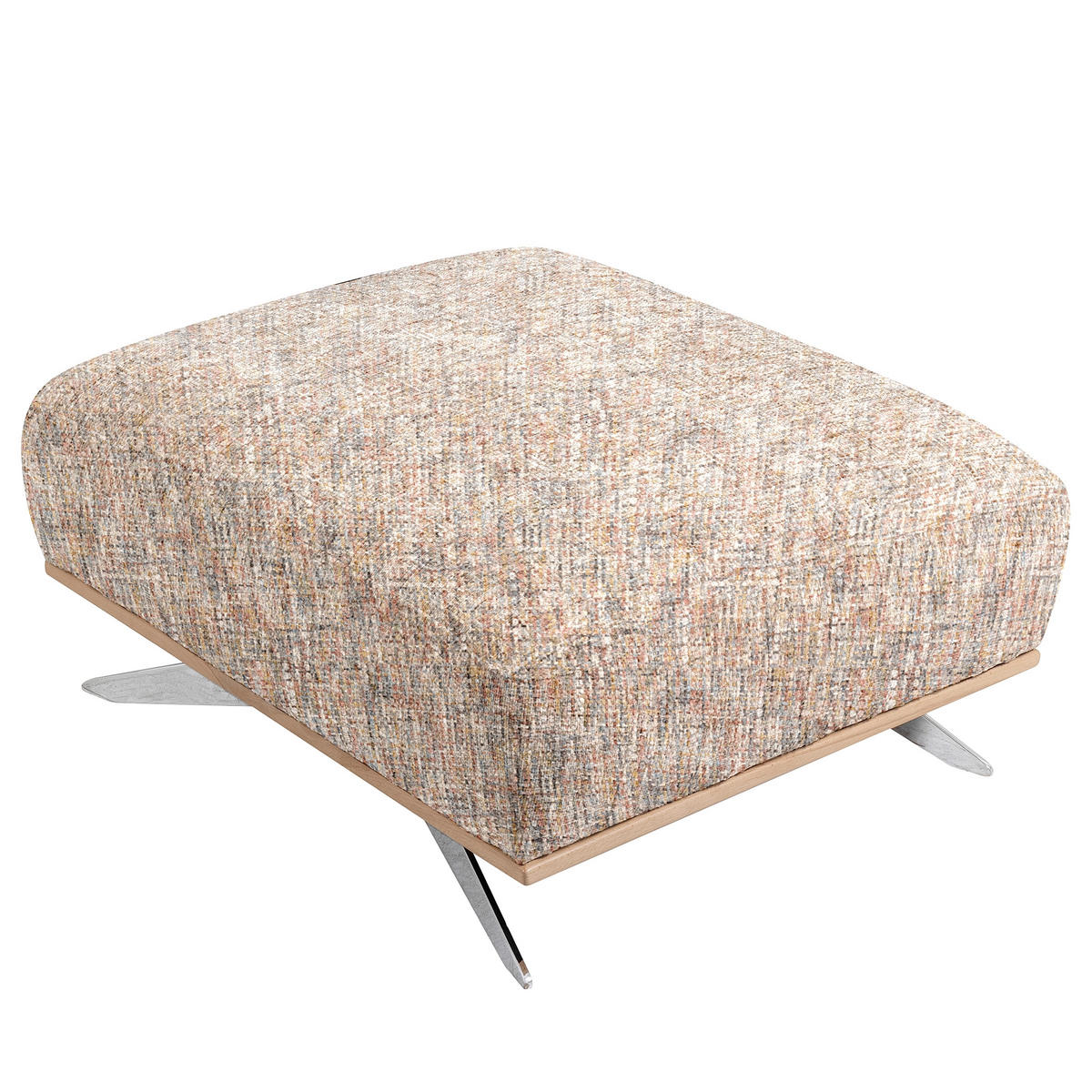 HOCKER in Textil Blau, Gelb, Rot, Weiß  - Chromfarben/Blau, Design, Holz/Textil (95/46/80cm) - Livetastic