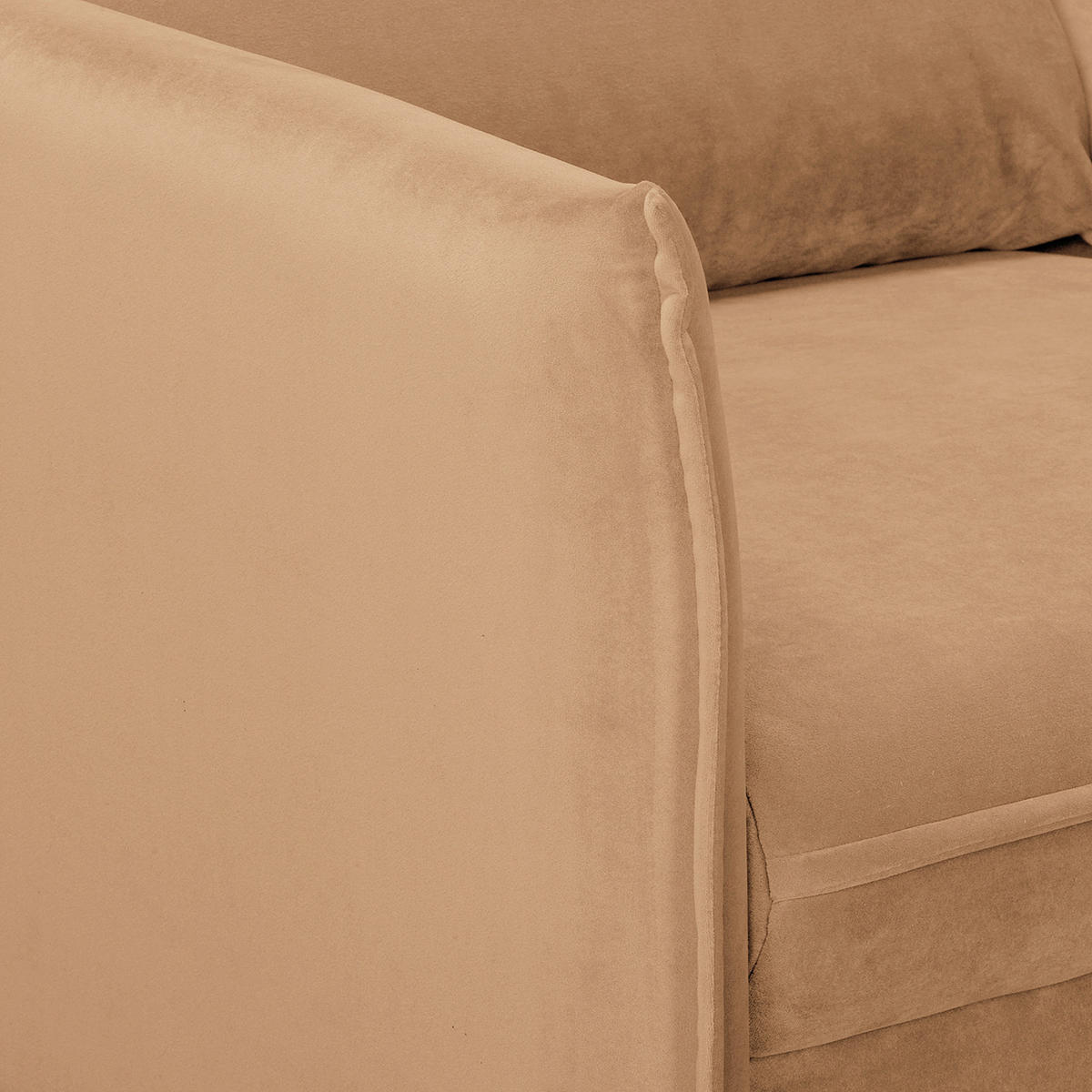 2-SITZER-SOFA JULI Samt Hellbraun  - Hellbraun/Schwarz, Design, Holz/Textil (138/86/100cm) - P & B