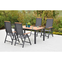 GARTENTISCHGRUPPE  - Graphitfarben/Grau, KONVENTIONELL, Holz/Textil - Gardenson